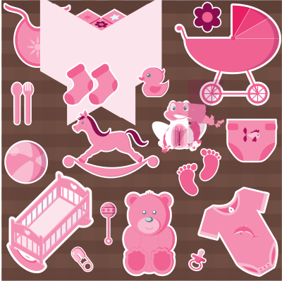 Baby girl accessories clipart