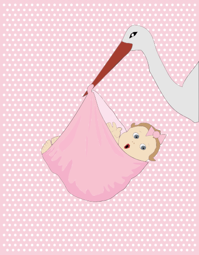 Baby Girl And Stork clipart