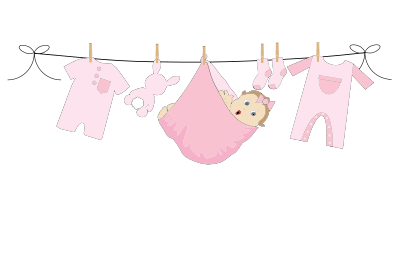 Baby Girl Hanging On Clothesline clipart
