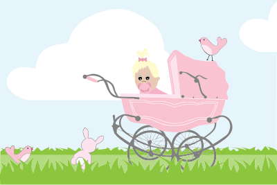 Baby Girl Vintage Stroller clipart