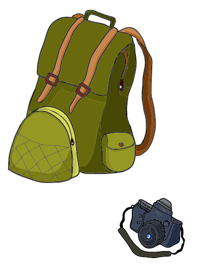 Backpack And Camera clipart