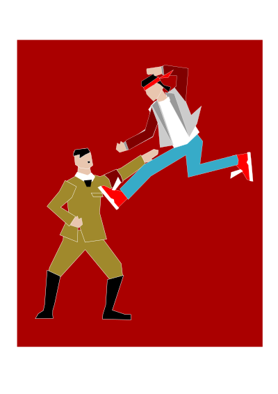 Bad guy vs ninja cop clipart