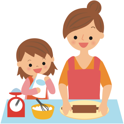 Baking with Mother clipart