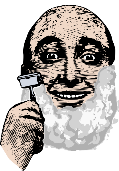 Bald Man Shaves clipart