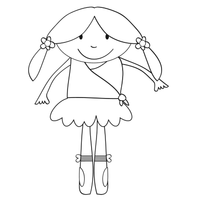 Ballerina Girl Line Art clipart
