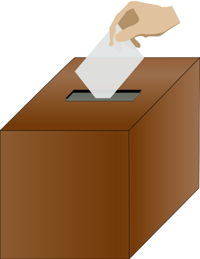 Ballot box isometric with hand clipart