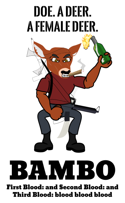 Bambo: First Blood: and Second Blood: and Third Blood: blood blood blood—Transparent Background Version clipart