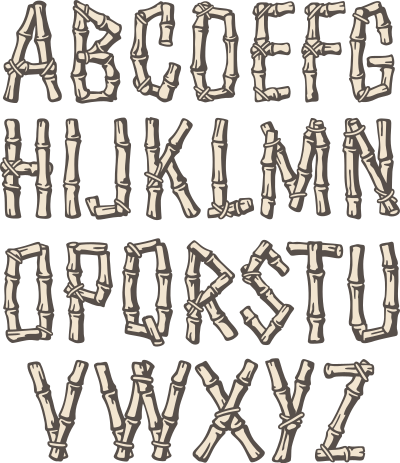 Bamboo alphabet clipart