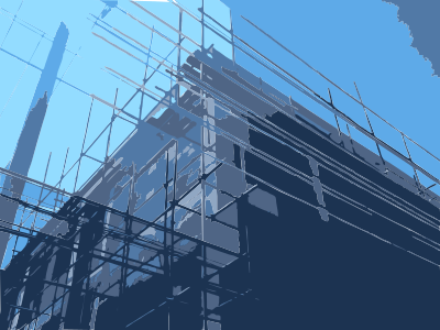 Bamboo Scaffolding on a Building clipart