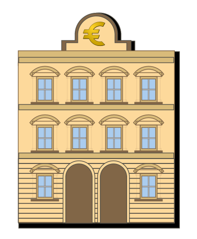 Bank building with euro sign clipart