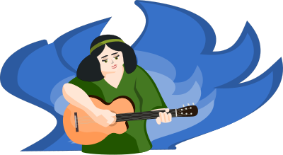 Bard woman playing gitar clipart