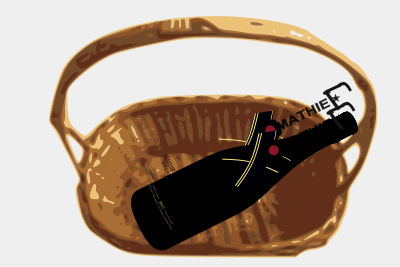 Basket with bottle clipart
