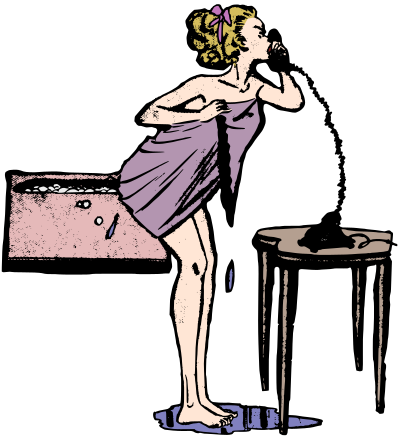 Bathing Girl on the Phone clipart