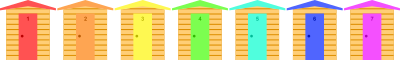 Beach huts in a line clipart