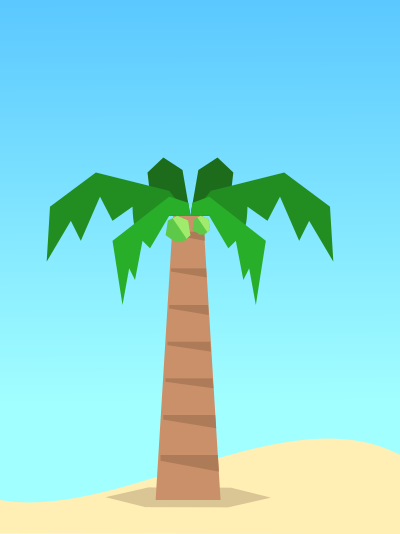 Beach scene with Coconut tree minimal design background clipart