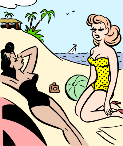 Beach talking (colour) clipart