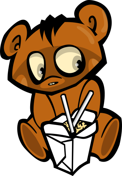 Bear eating Chinese Food clipart