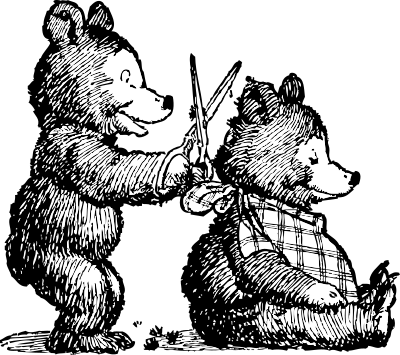 Bear gets haircut clipart