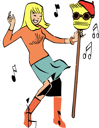 Beatnik broomstick dance clipart