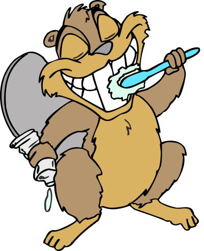 Beaver brushing teeth clipart