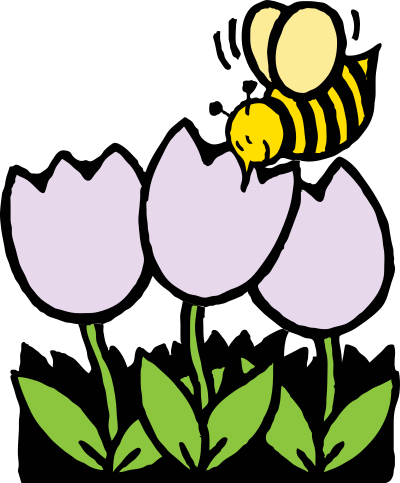 Bee and flowers clipart
