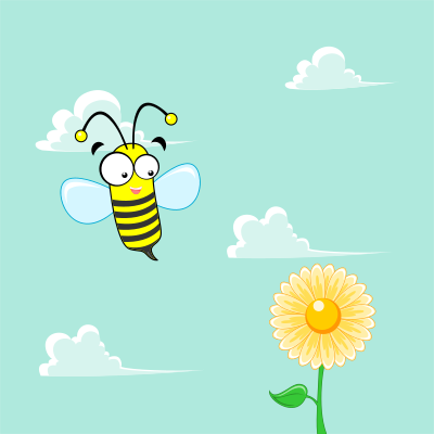 Bee flying on the flower clipart
