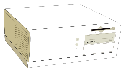 Beige mid-sized desktop computer clipart