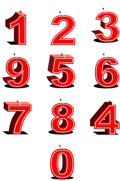 Birthday candle #0-#9 clipart