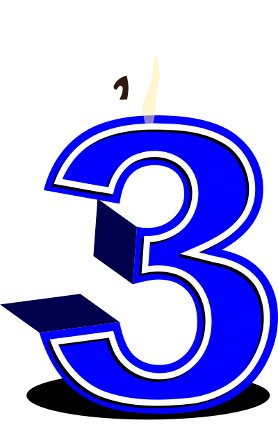 Birthday candle #3 blue clipart