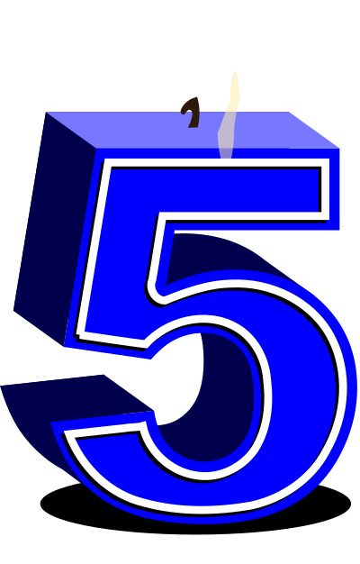 Birthday candle #5 blue clipart