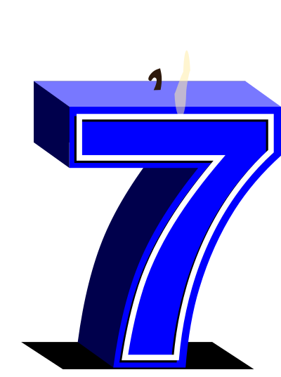 Birthday candle #7 blue clipart