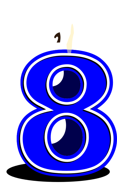 Birthday candle #8 blue clipart
