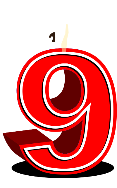 Birthday candle #9 clipart