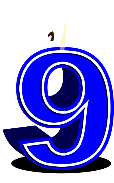 Birthday candle #9 blue clipart
