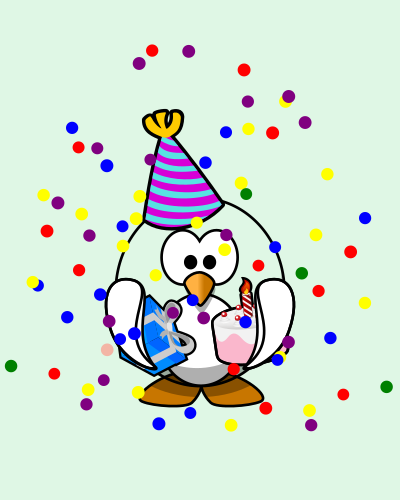 Birthday Card with penguin clipart