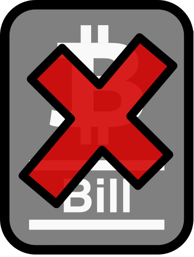 Bitcoin Bill Rejection Icon clipart