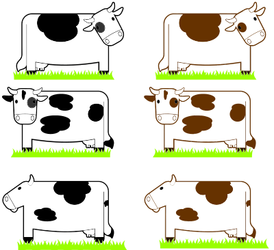 Black And Brown Cows With Grass clipart