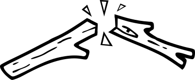 Black and White Broken Wooden Stick clipart
