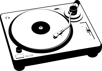 Black and white DJ turntable clipart