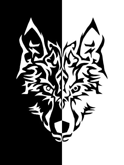 Black And White Tribal Wolf clipart