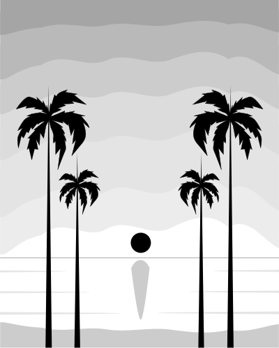 Black And White Tropical Sunset clipart
