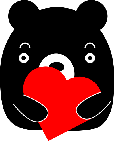 Black bear holding a heart clipart