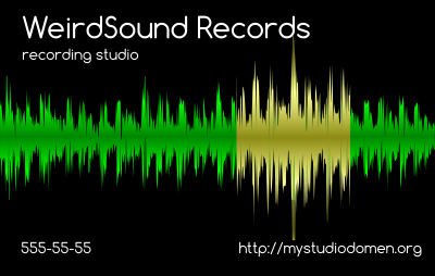 Black businesscard for recording studio clipart