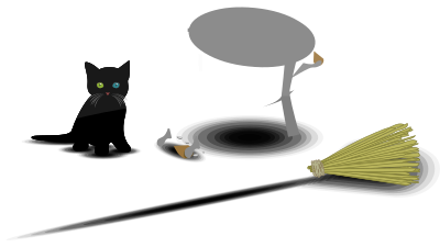 Black Cat and Broom clipart