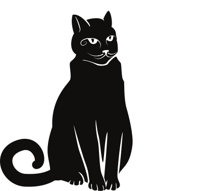 Black cat sitting alone clipart