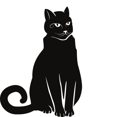 Black cat with transparency clipart