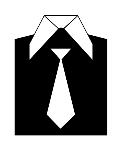 Black coat suit icon b/w clipart