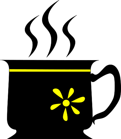 Black cup with yellow flower clipart