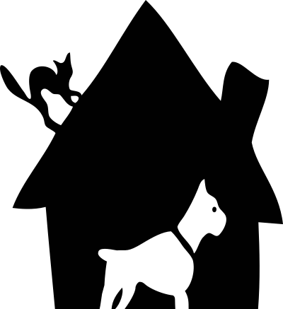 Black House with Dog and Cat cleaned up clipart