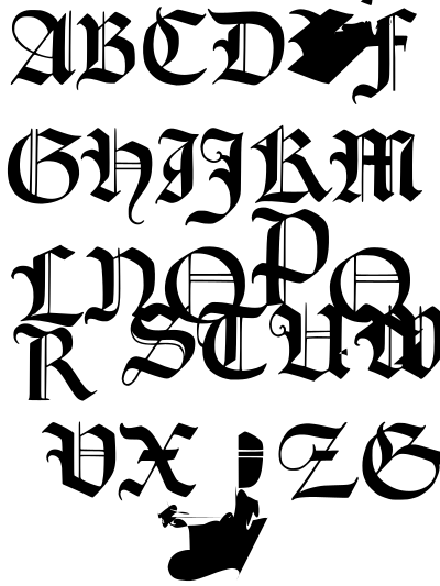 Black Letter Alphabet clipart
